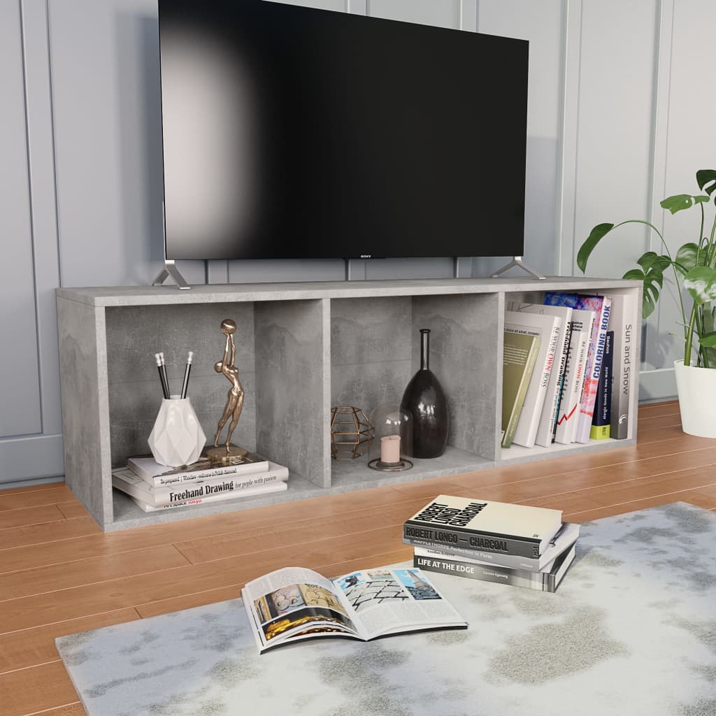 vidaXL Book Cabinet/TV Cabinet Concrete Grey 36x30x114 cm Engineered Wood
