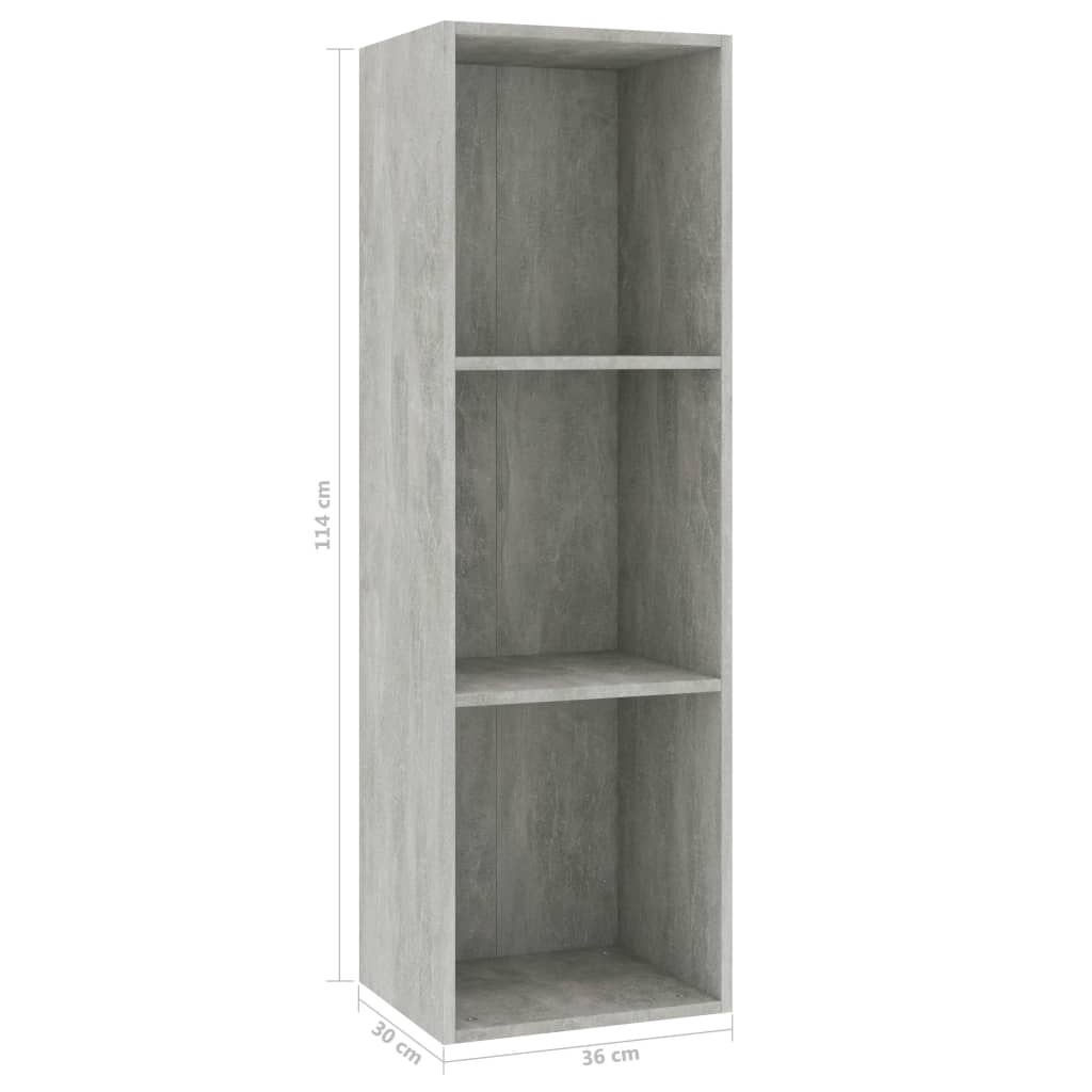 vidaXL Book Cabinet/TV Cabinet Concrete Grey 36x30x114 cm Engineered Wood