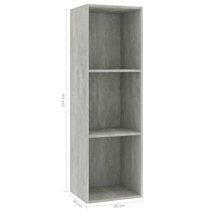 vidaXL Book Cabinet/TV Cabinet Concrete Grey 36x30x114 cm Engineered Wood