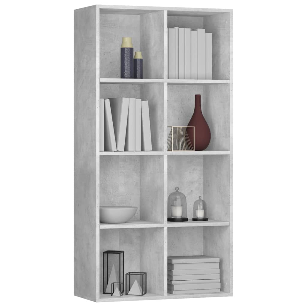 vidaXL Book Cabinet | Concrete grey | Engineered wood | 130 cm tall