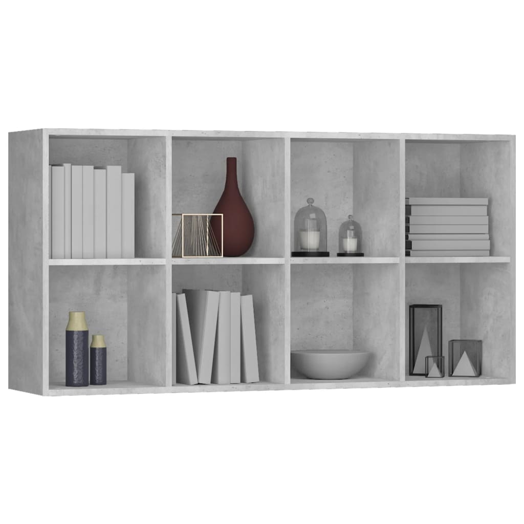 vidaXL Book Cabinet | Concrete grey | Engineered wood | 130 cm tall