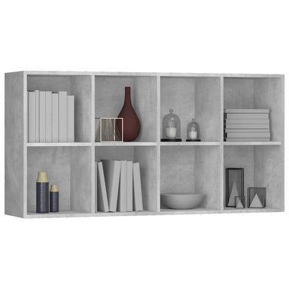 vidaXL Book Cabinet | Concrete grey | Engineered wood | 130 cm tall