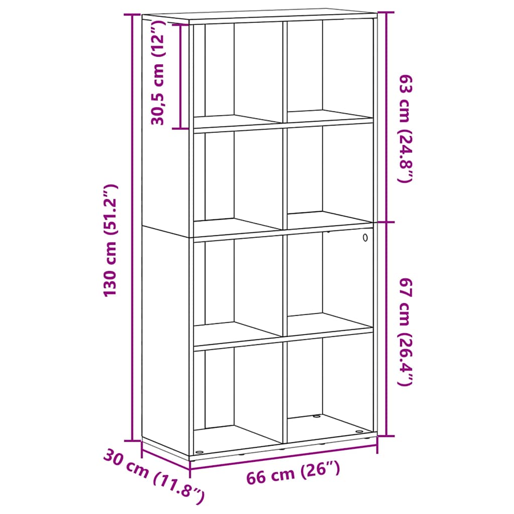 vidaXL Book Cabinet/Sideboard Concrete Grey 66x30x130 cm Engineered Wood