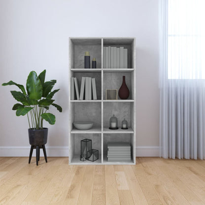 vidaXL Book Cabinet | Concrete grey | Engineered wood | 130 cm tall