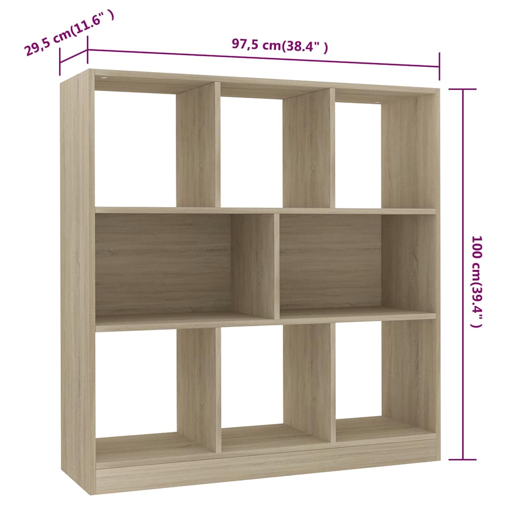 800174 vidaXL Book Cabinet Sonoma Oak 97,5x29,5x100 cm Engineered Wood