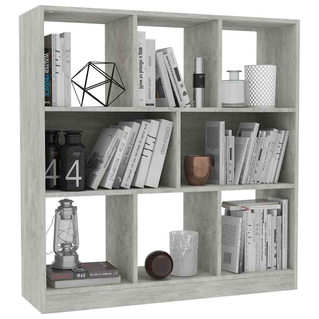 800175 vidaXL Book Cabinet Concrete Grey 97,5x29,5x100 cm Engineered Wood
