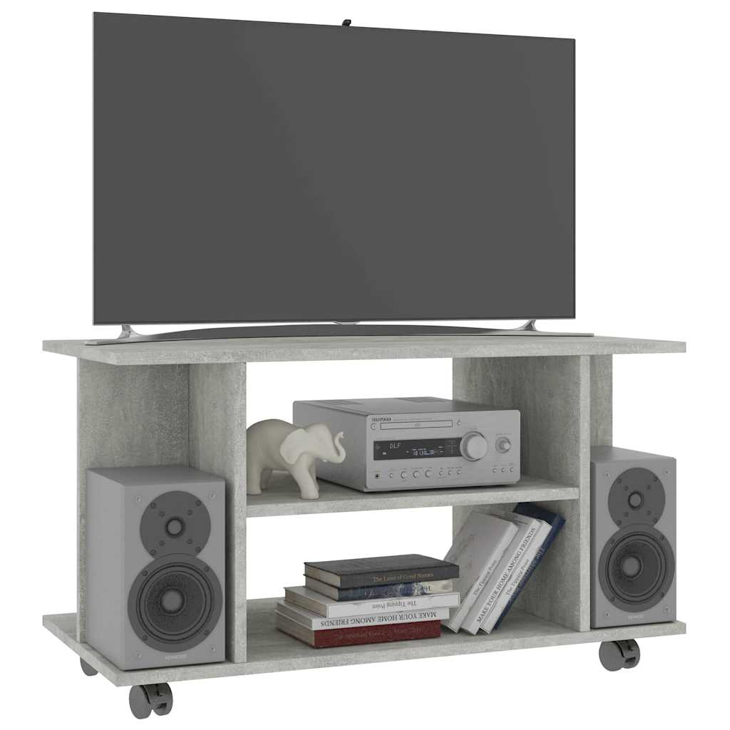 vidaXL TV Cabinet with Castors Concrete Grey 80x40x45 cm