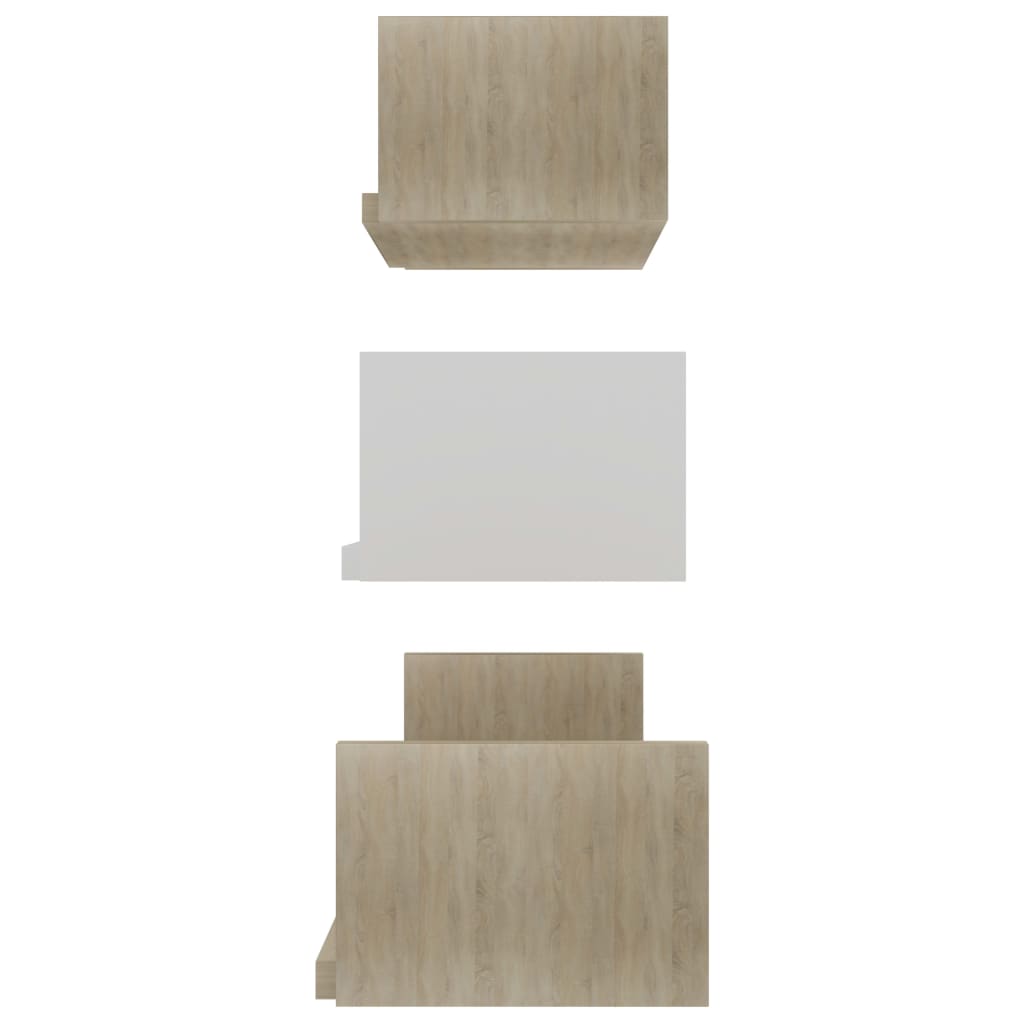 vidaXL Wall Display Shelf 3 pcs White and Sonoma Oak Engineered Wood