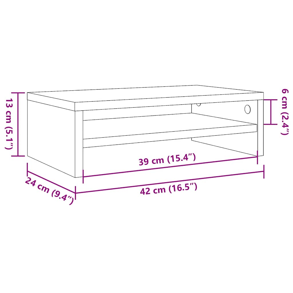 vidaXL Monitor Stand Black 42x24x13 cm Engineered Wood