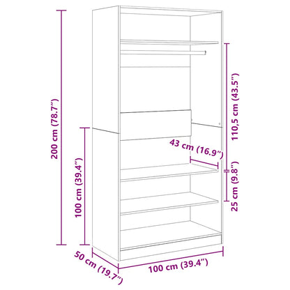 800228 vidaXL Wardrobe Sonoma Oak 100x50x200 cm Engineered Wood