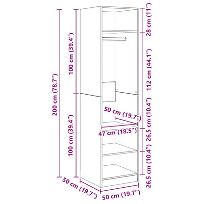 vidaXL Wardrobe Sonoma Oak 50x50x200 cm Engineered Wood