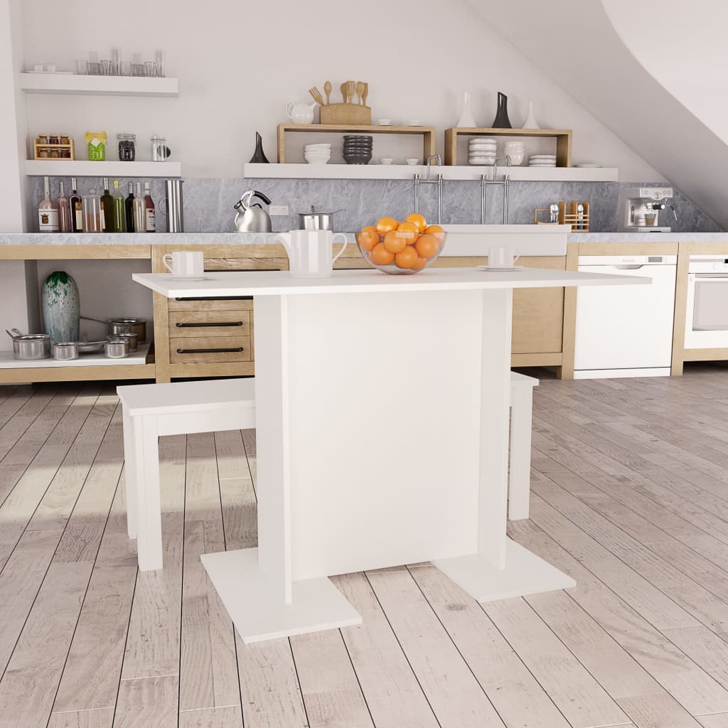 vidaXL Dining Table White 110x60x75 cm Engineered Wood