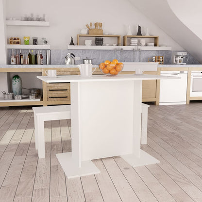 800243 vidaXL Dining Table White 110x60x75 cm Engineered Wood