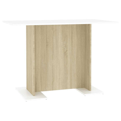800248 vidaXL Dining Table White and Sonoma Oak 110x60x75 cm Engineered Wood