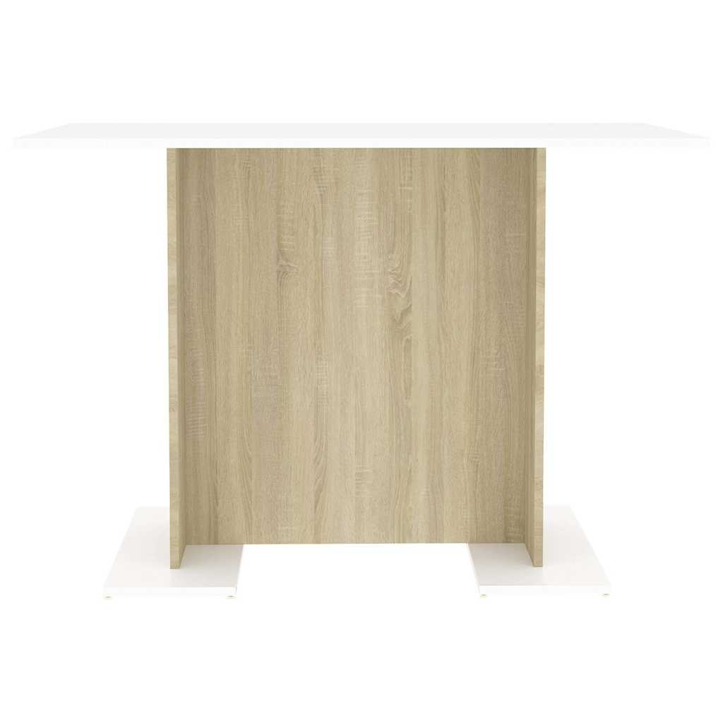 800248 vidaXL Dining Table White and Sonoma Oak 110x60x75 cm Engineered Wood