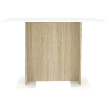 800248 vidaXL Dining Table White and Sonoma Oak 110x60x75 cm Engineered Wood