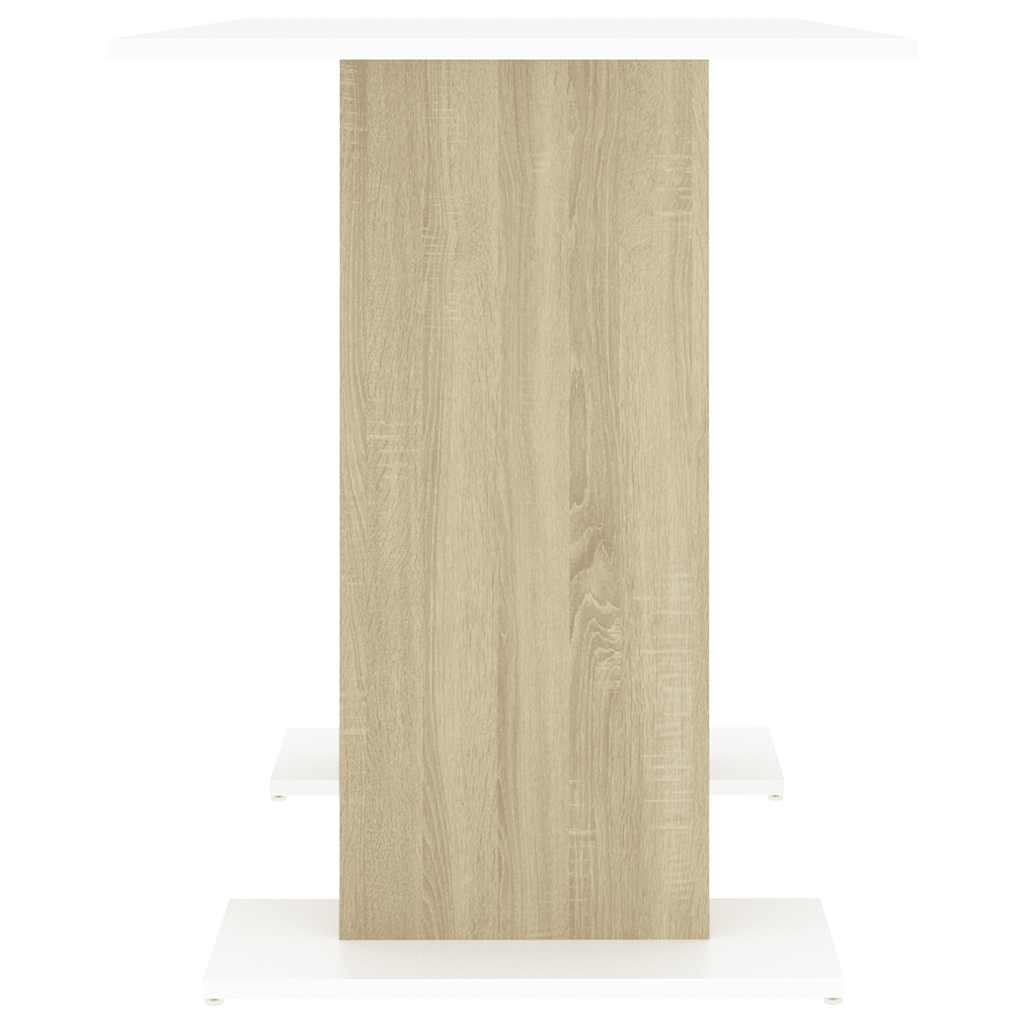 800248 vidaXL Dining Table White and Sonoma Oak 110x60x75 cm Engineered Wood