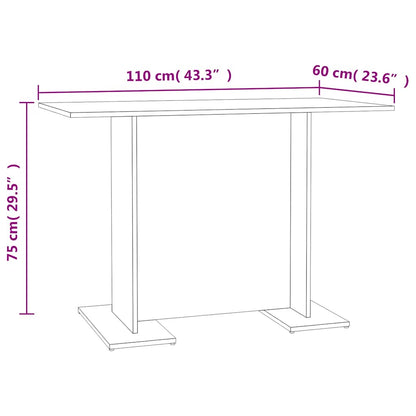 800248 vidaXL Dining Table White and Sonoma Oak 110x60x75 cm Engineered Wood