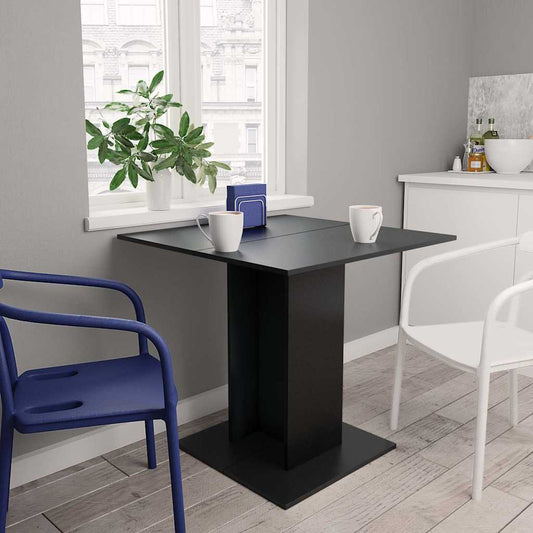 vidaXL Dining Table | Black | Engineered wood | 80x80 cm | Durable