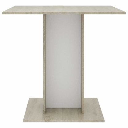 vidaXL Dining Table White and Sonoma Oak 80x80x75 cm Engineered Wood