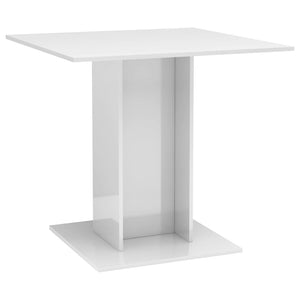 vidaXL Dining Table High Gloss White 80x80x75 cm Engineered Wood