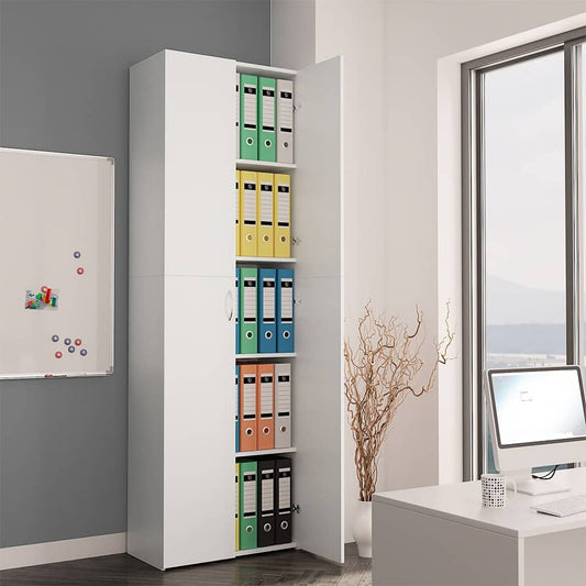 vidaXL Office Cabinet | White | Engineered wood | 60 x 32 x 190 cm