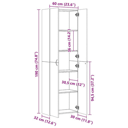 800300 vidaXL Office Cabinet Sonoma Oak 60x32x190 cm Engineered Wood