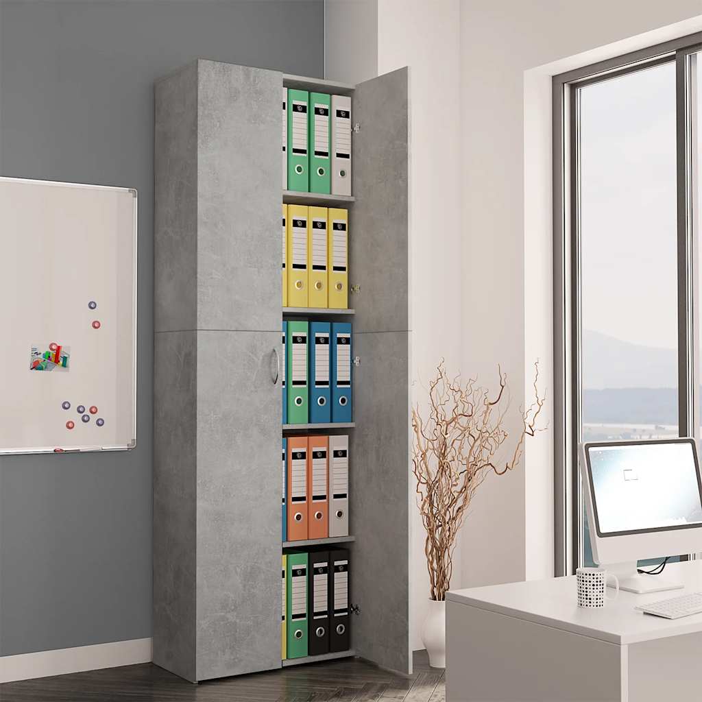 vidaXL Office Cabinet | Concrete grey | Engineered wood | Tall storage