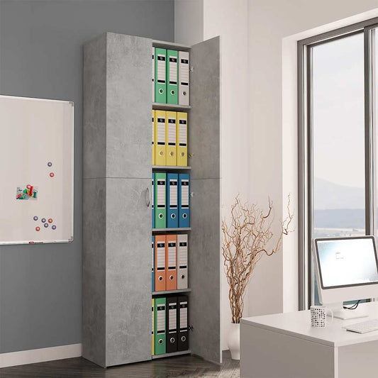 vidaXL Office Cabinet | Concrete grey | Engineered wood | Tall storage