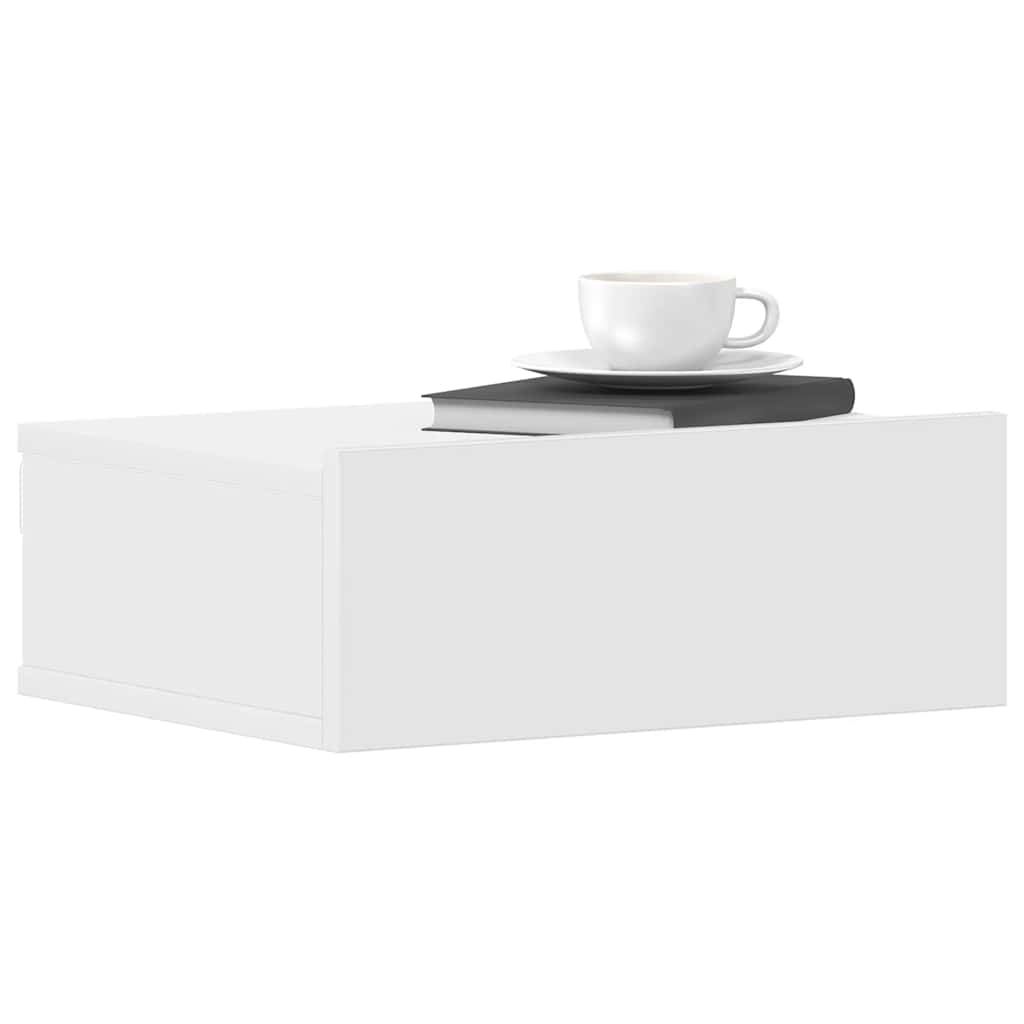 vidaXL Floating Nightstand | White | Engineered Wood | Compact