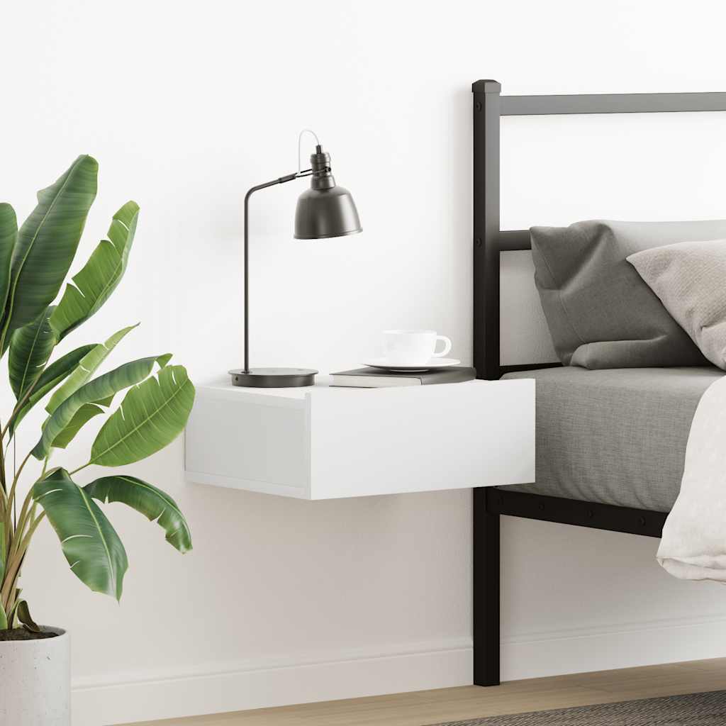 vidaXL Floating Nightstand | White | Engineered Wood | Compact