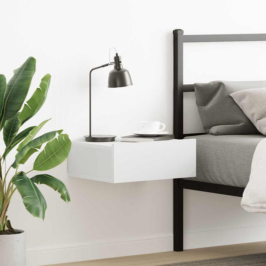 vidaXL Floating Nightstand | White | Engineered Wood | Compact