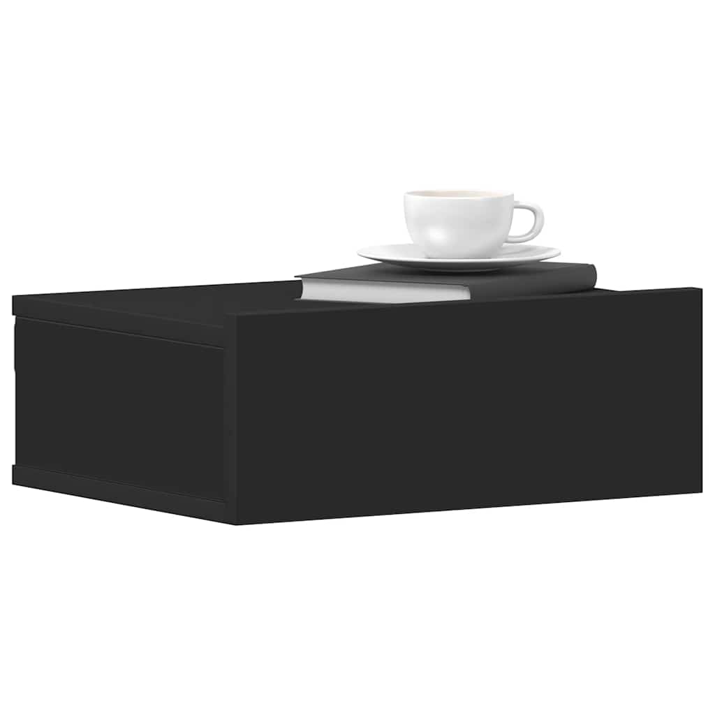 vidaXL Floating Nightstand Black 40x30x15 cm Engineered Wood