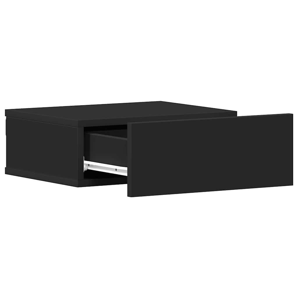 vidaXL Floating Nightstand Black 40x30x15 cm Engineered Wood
