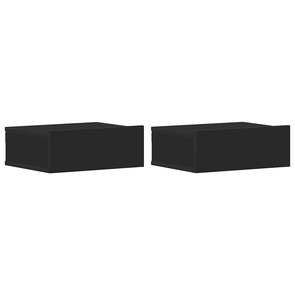 vidaXL Floating Nightstand | Set of 2 | Black | Engineered wood | Compact