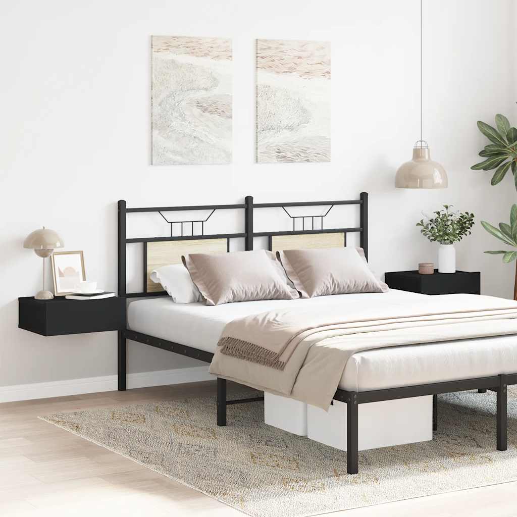 vidaXL Floating Nightstand | Set of 2 | Black | Engineered wood | Compact