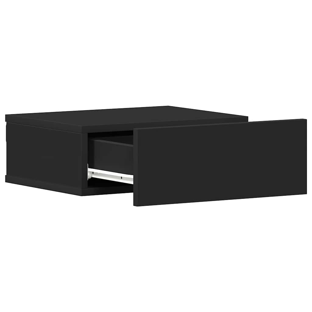 vidaXL Floating Nightstand | Set of 2 | Black | Engineered wood | Compact