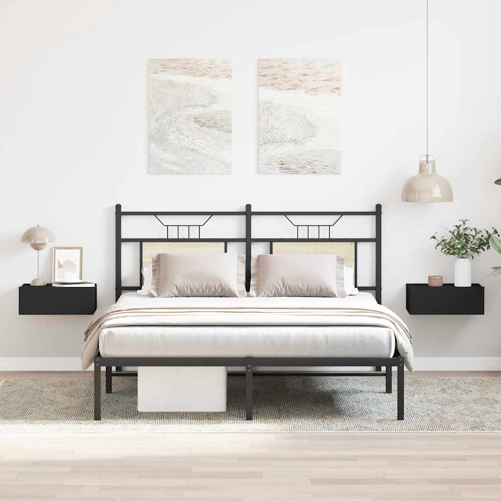 vidaXL Floating Nightstand | Set of 2 | Black | Engineered wood | Compact