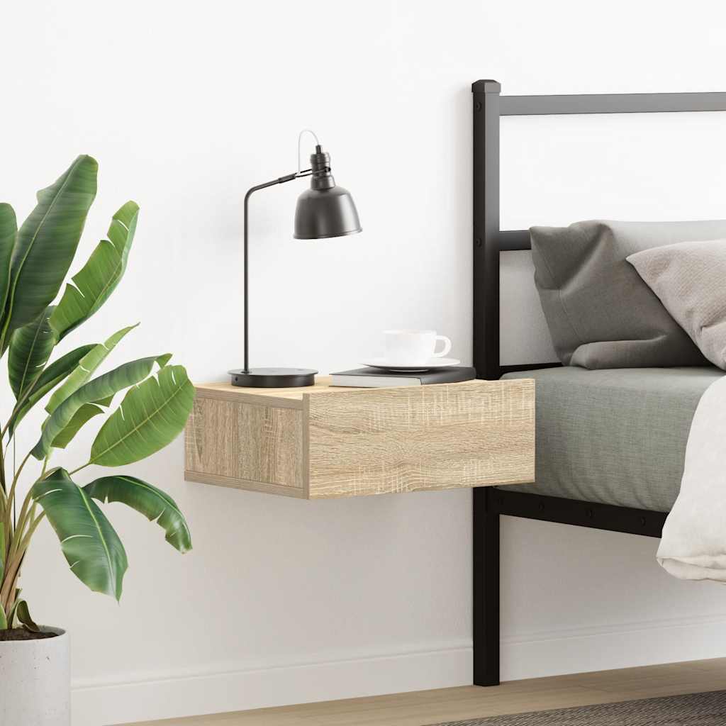 vidaXL Floating Nightstand Sonoma Oak 40x30x15 cm Engineered Wood