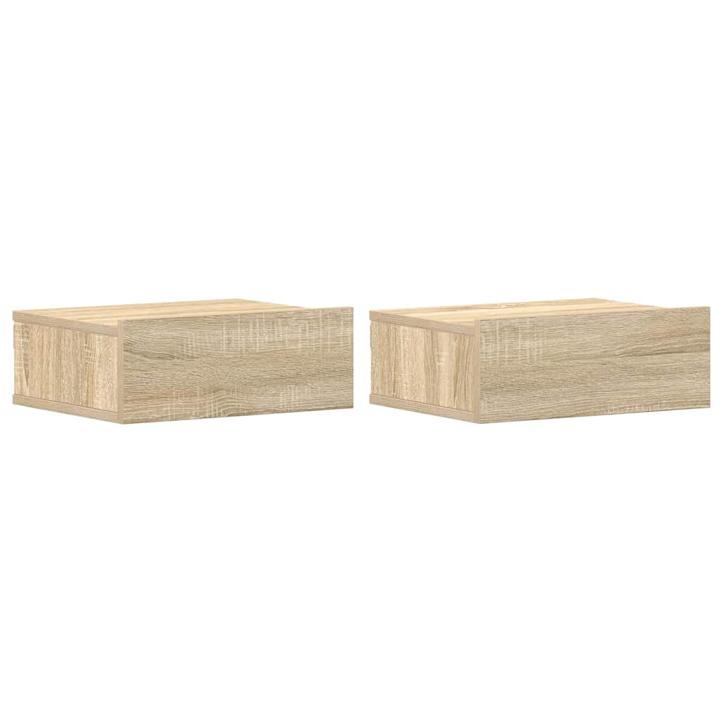 vidaXL Floating Nightstands 2 pcs Sonoma Oak 40x30x15 cm Engineered Wood
