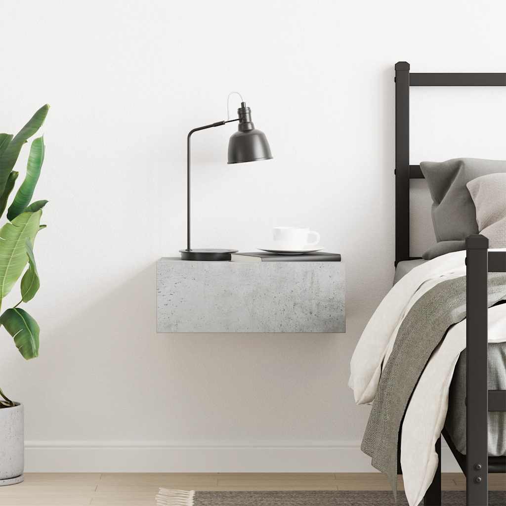 vidaXL Floating Nightstand Concrete Grey 40x30x15 cm Engineered Wood