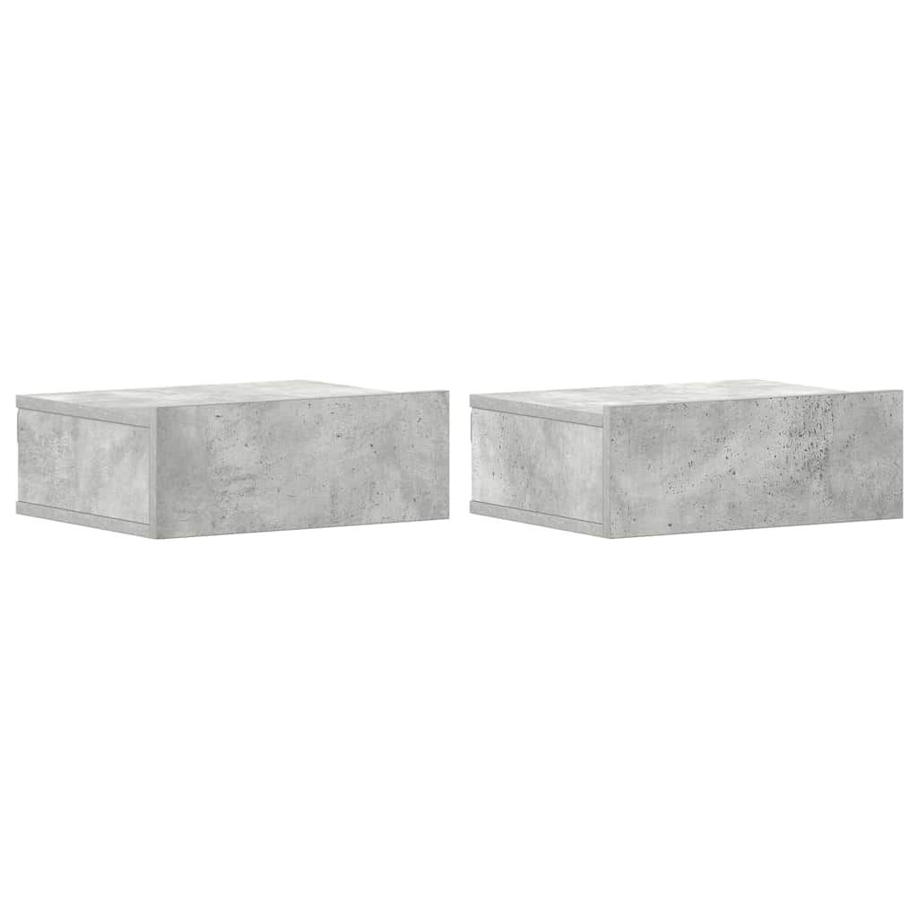 vidaXL Floating Nightstands 2 pcs Concrete Grey 40x30x15 cm