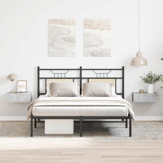 vidaXL Floating Nightstand | Set of 2 | Concrete Grey | Engineered Wood