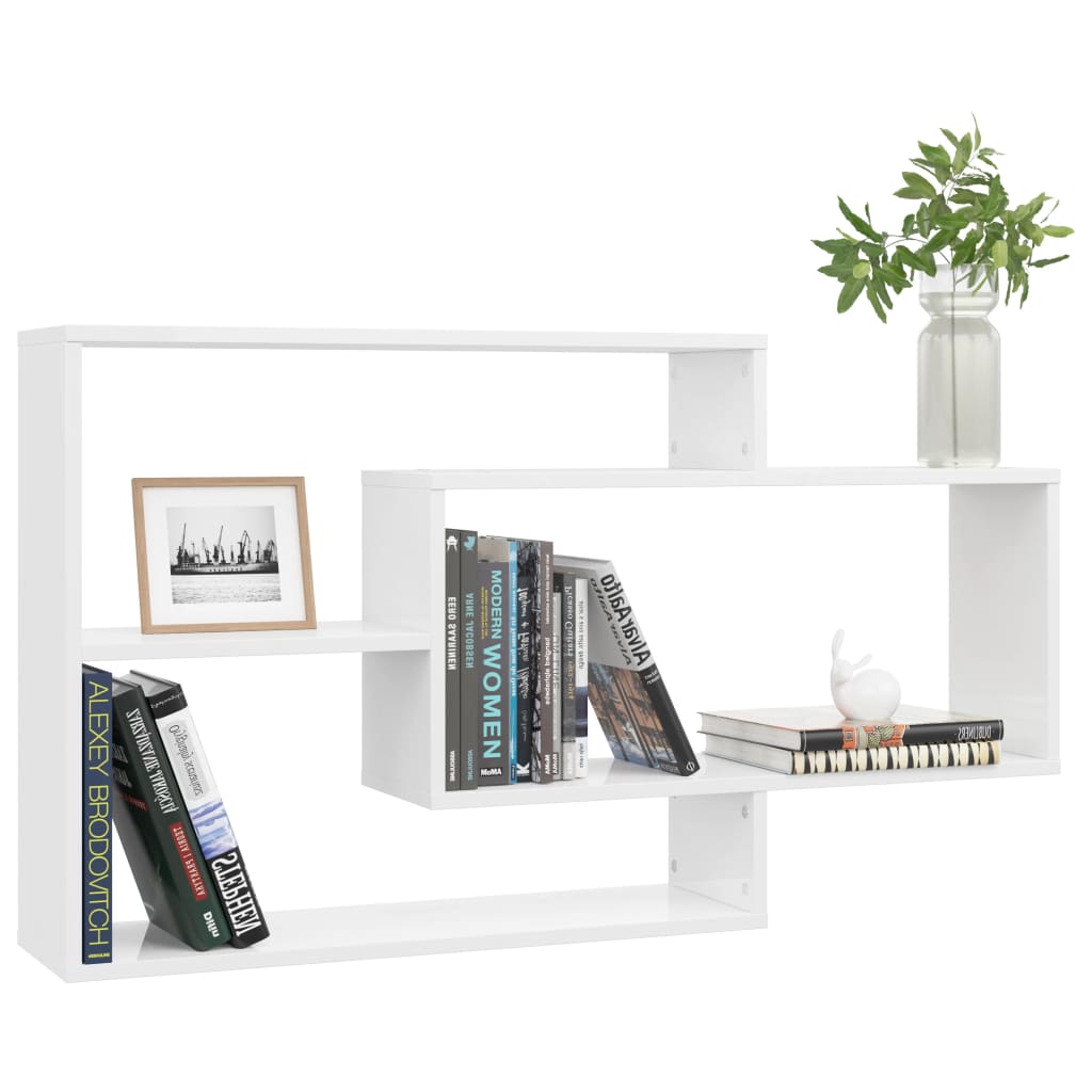 vidaXL Wall Shelf | Glossy white | Engineered wood | Medium | Wall-mounted