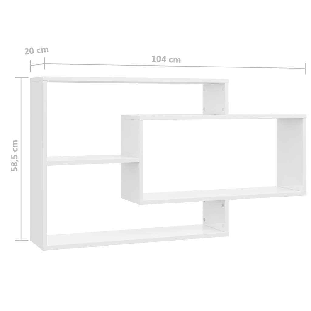 vidaXL Wall Shelf | Glossy white | Engineered wood | Medium | Wall-mounted