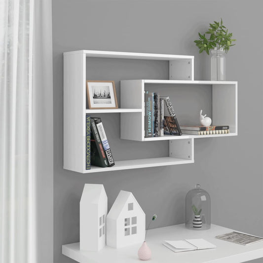 vidaXL Wall Shelf | Glossy white | Engineered wood | Medium | Wall-mounted