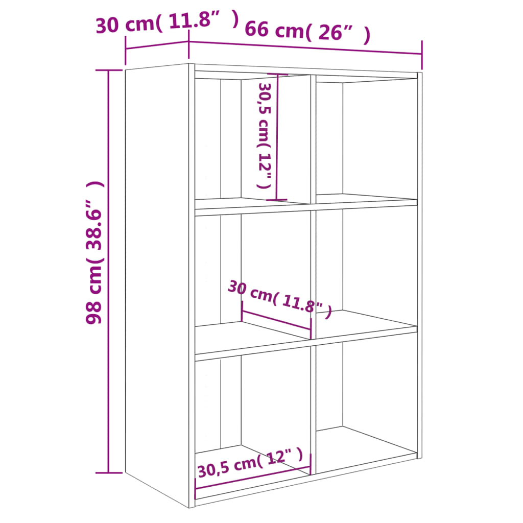 vidaXL Book Cabinet/Sideboard White 66x30x98 cm Engineered Wood