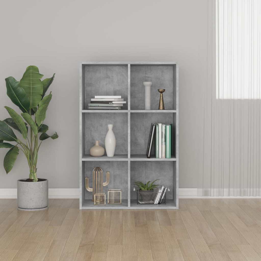 vidaXL Book Cabinet/Sideboard Concrete Grey 66x30x98cm Engineered Wood