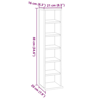 vidaXL CD Cabinet White 21x20x88 cm Engineered Wood