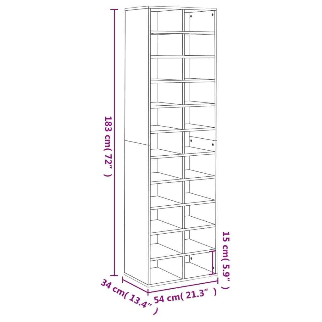 vidaXL Shoe Cabinet | Sonoma oak | Engineered wood | Large | Shoe Cabinet